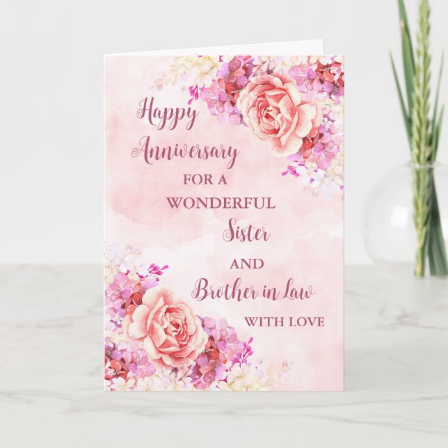 Floral Sister & Brother in Law Anniversary Card (Front)