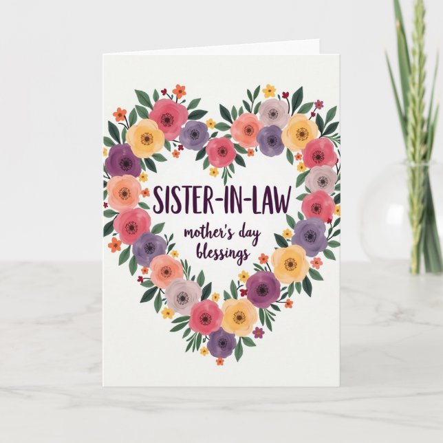 Floral Sister In Law Mothers Day Card (Front)
