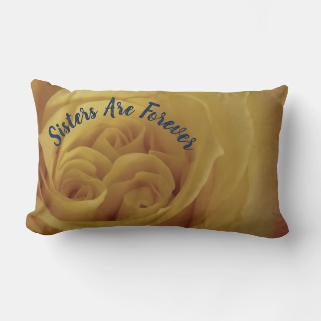 Floral Sisters Are Forever Yellow Rose Flower Lumbar Pillow (Front)