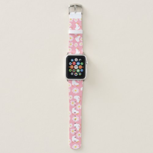 Floral Skates Roller Skating Pattern Birthday Pink Apple Watch Band