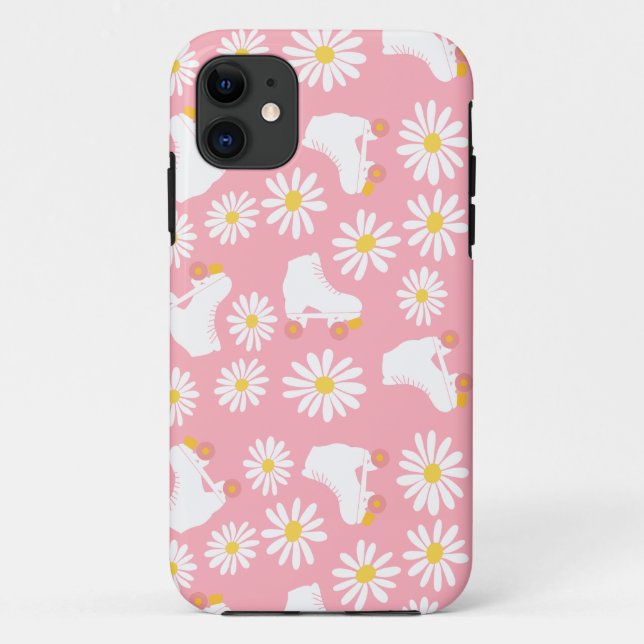Floral Skates Roller Skating Pattern Birthday Pink Case-Mate iPhone Case (Back)