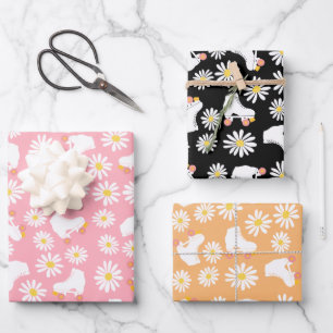 Floral Skates Roller Skating Pattern Birthday Wrapping Paper Sheets