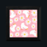 Floral Skates Roller Skating Pattern  Gift Box<br><div class="desc">Cool modern pastel pink spring summer daisies and white retro roller quad skates with pink wheeles design for roller skater woman, girl. Lovable roller skates pattern design on home decor, mugs, wrapping paper, etc. Roller skates art illustration design gift for daughter, granddaughter, derby girl, roller babe. Rollerskating, quad roller skates,...</div>