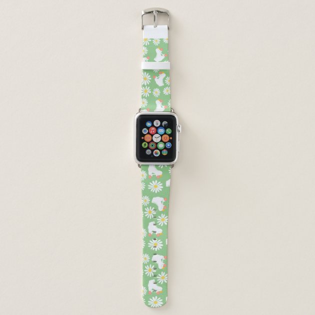 Floral Skates Roller Skating Pattern Green Apple Watch Band Zazzle