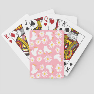 Floral Skates Roller Skating Pattern Pink Poker Cards
