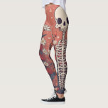 Floral Skeleton Halloween Skull Ribcage Leggings