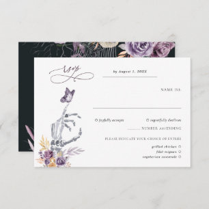 Floral Skeleton Halloween Wedding RSVP