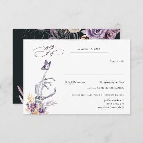 Floral Skeleton  Halloween Wedding RSVP