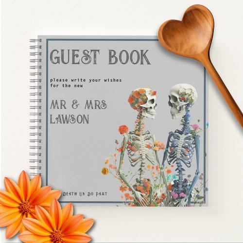 Floral Skeleton Lovers Wedding Guest Book