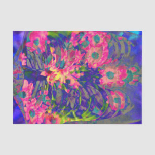 Floral Skeleton Rib Cage Purple Pink Vintage Art Tissue Paper