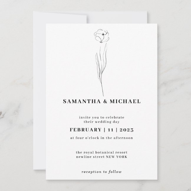 Floral Sketch Clear Indie Botanical Invitation