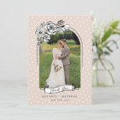 Floral Sketch Fairytale Fun Fox Wedding Arch Photo Thank You Card (Standing Front)