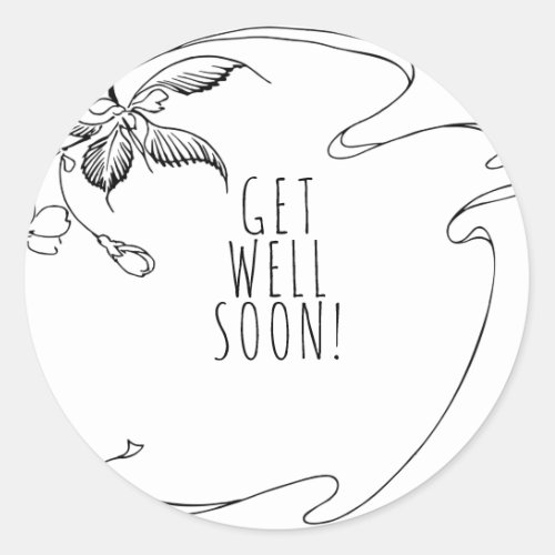 Floral Sketch get well Classic Round Sticker