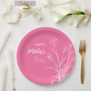 Floral Sketch Happy Mother’s Day  Paper Plates