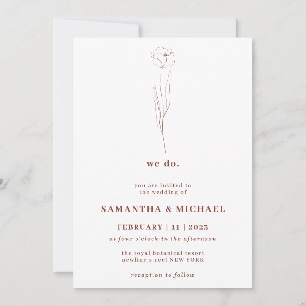 Floral Sketch Terracotta Indie Botanical we do Invitation
