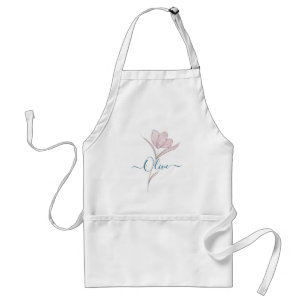 Floral Sketch watercolor Personalized  Adult Apron