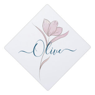 Floral Sketch watercolor Personalized  Graduation Cap Topper