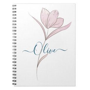 Floral Sketch Watercolor Personalized Notebook 