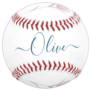 Floral Sketch watercolor Personalized  Softball