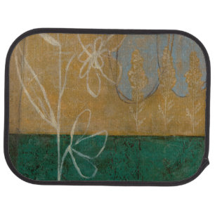 Floral Sketch with Wildflower and Plants Car Floor Mat