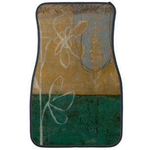 Floral Sketch with Wildflower and Plants Car Mat