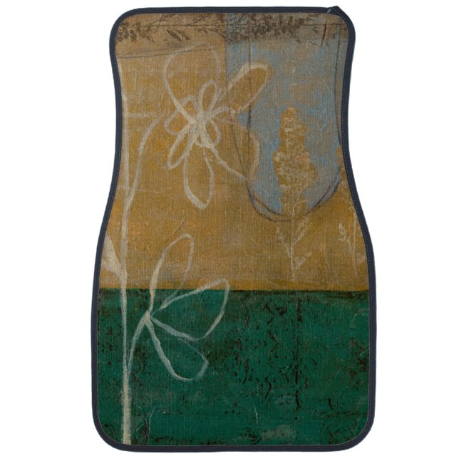 Floral Sketch with Wildflower and Plants Car Mat (Front)