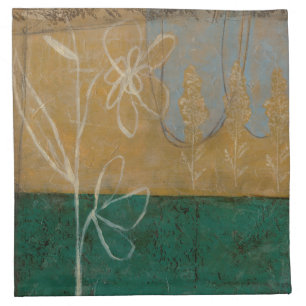Floral Sketch with Wildflower and Plants Cloth Napkin