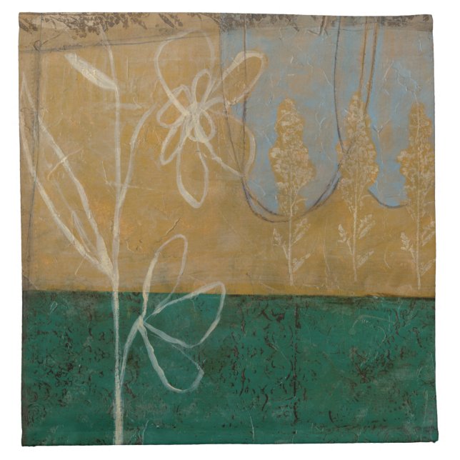Floral Sketch with Wildflower and Plants Cloth Napkin (Front)