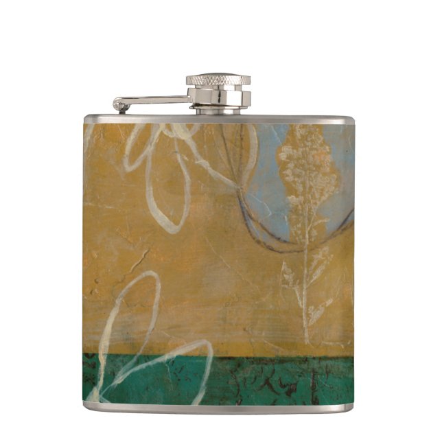 Floral Sketch with Wildflower and Plants Flask (Front)