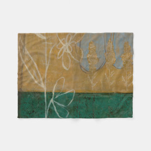 Floral Sketch with Wildflower and Plants Fleece Blanket
