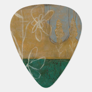 Floral Sketch with Wildflower and Plants Guitar Pick