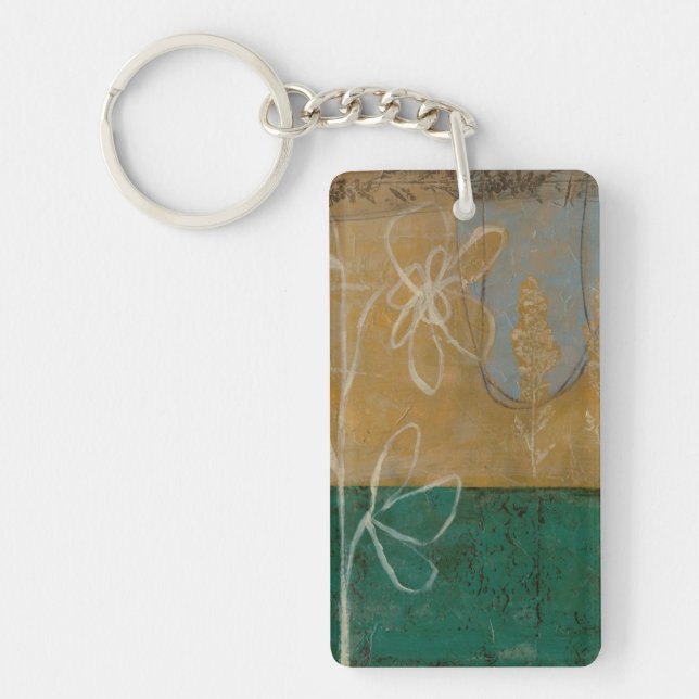 Floral Sketch with Wildflower and Plants Keychain (Front)
