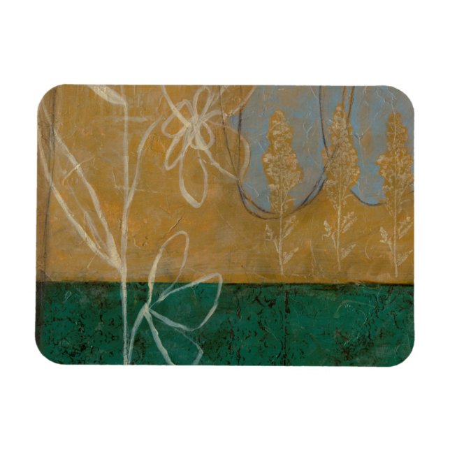 Floral Sketch with Wildflower and Plants Magnet (Horizontal)