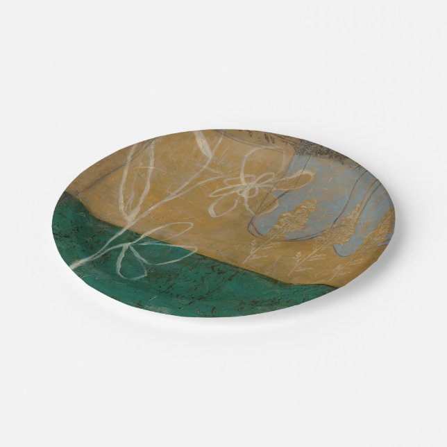 Floral Sketch with Wildflower and Plants Paper Plates (Angled)