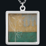 Floral Sketch with Wildflower and Plants Silver Plated Necklace<br><div class="desc">A lot is going on in this painting by Jennifer Goldberger. A floral sketch takes center stage,  and small trees make up the background. Fans of Eugene Delacroix and Edward Hopper may want to purchase this piece!</div>