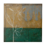 Floral Sketch with Wildflower and Plants Tile<br><div class="desc">A lot is going on in this painting by Jennifer Goldberger. A floral sketch takes center stage,  and small trees make up the background. Fans of Eugene Delacroix and Edward Hopper may want to purchase this piece!</div>
