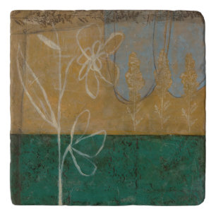Floral Sketch with Wildflower and Plants Trivet