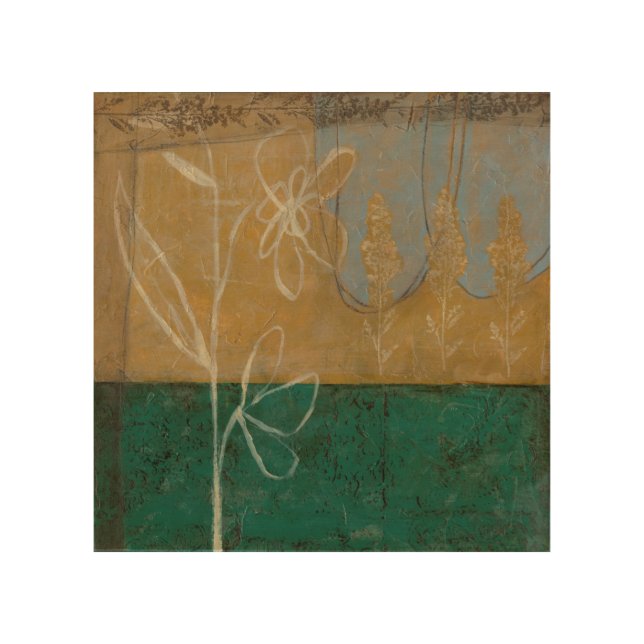 Floral Sketch with Wildflower and Plants Wood Wall Decor (Front)