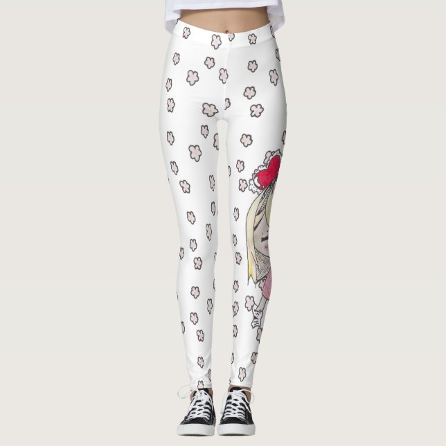 Floral sketches and love sick chibi with Valentine Leggings (Front)