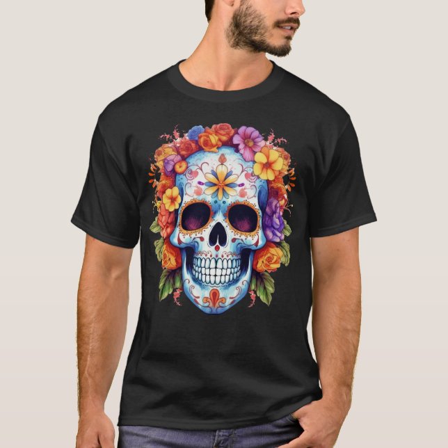 Floral Skull 13 T-Shirt (Front)