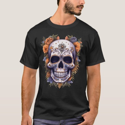 Floral Skull 18 T_Shirt