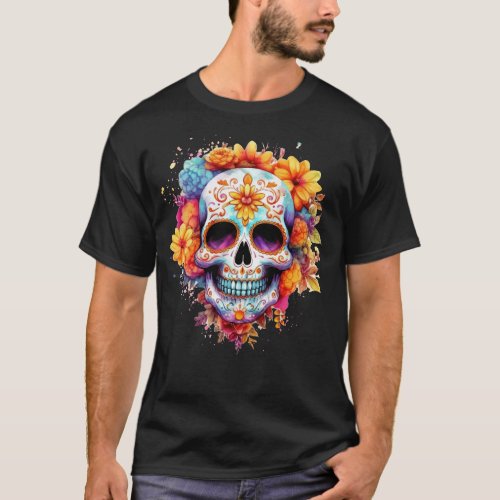 Floral Skull 19 T_Shirt