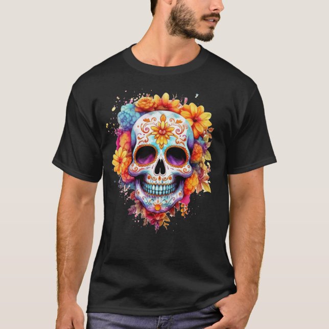 Floral Skull 19 T-Shirt (Front)