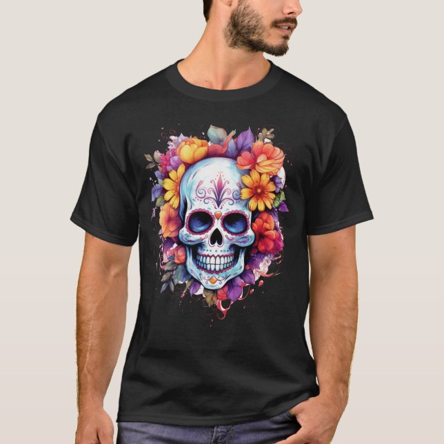 Floral Skull 20 T-Shirt (Front)