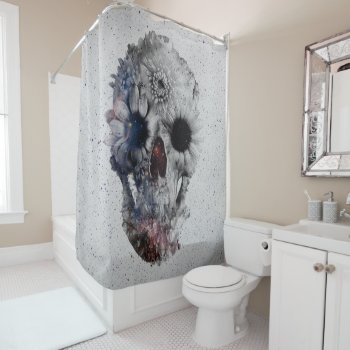 Floral Skull 2 Shower Curtain by ikiiki at Zazzle