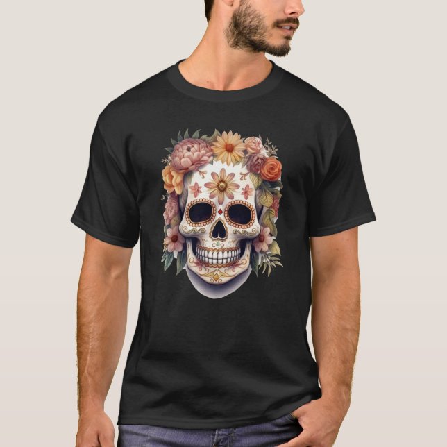 Floral Skull 5 T-Shirt (Front)