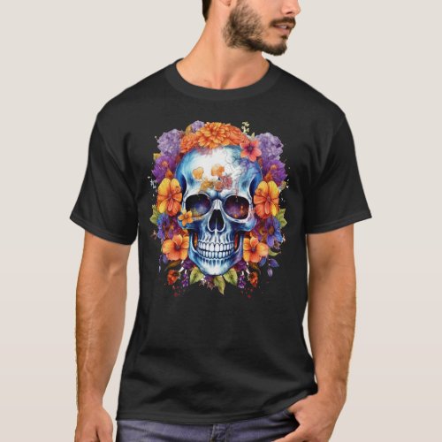 Floral Skull 8 T_Shirt