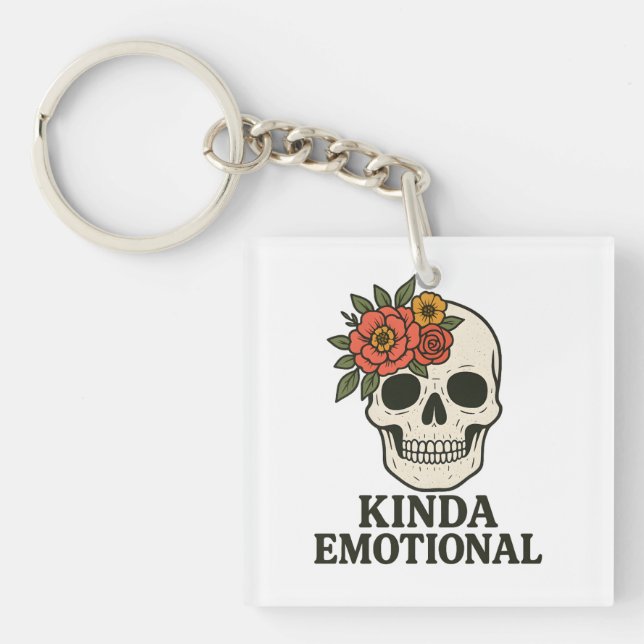 Floral Skull Aesthetic with Soft Emotional Touch Keychain (Front)