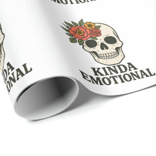Floral Skull Aesthetic with Soft Emotional Touch Wrapping Paper
