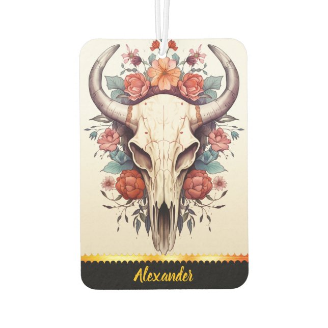 Floral skull air freshener charm (Back)